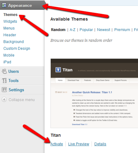 Adding a theme in WordPress